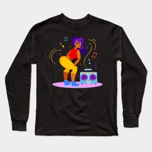 Girl dancing on loud music Long Sleeve T-Shirt